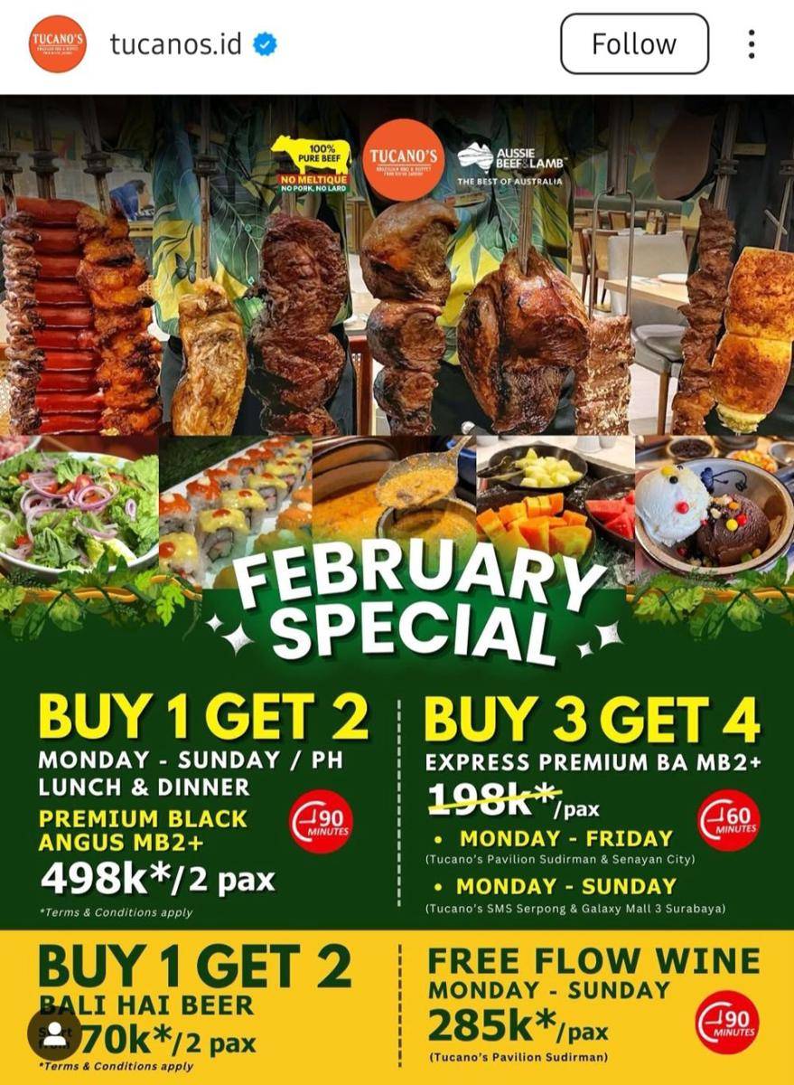 Promo Tucano's Februari 2025 (instagram.com/tucanos.id)