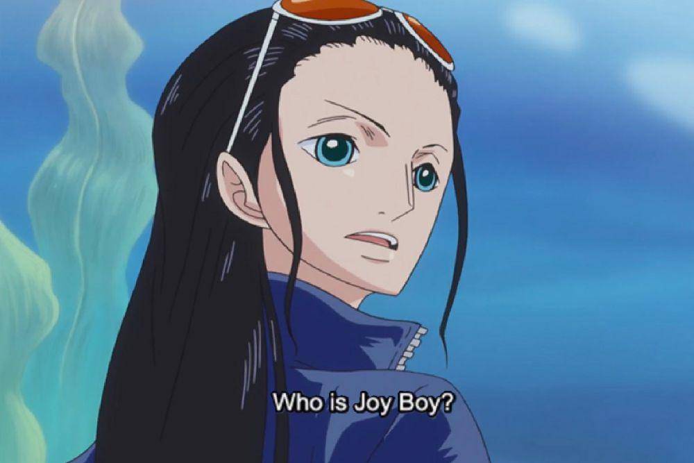 Nico Robin mempertanyakan tentang identitas Joy Boy. (dok. Toei Animation/One Piece)