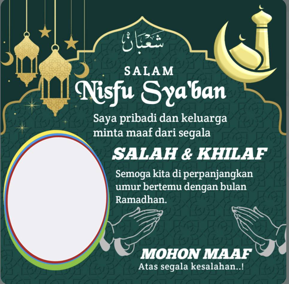 ⁠Twibbon nisfu syaban 2025. (twibbonize.com/munjamudin)