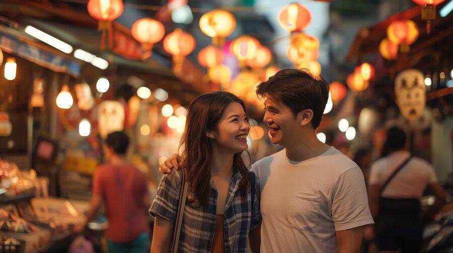 Ilustrasi valentine night market. (freepik.com/ahmadzada)