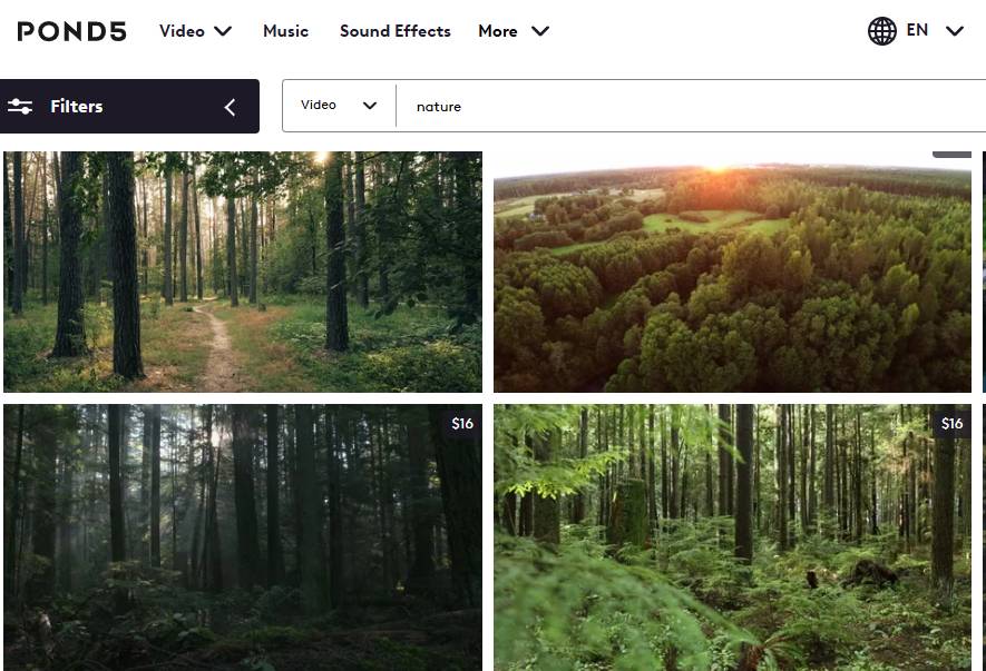 Beberapa video footage yang dijual di Pond5. (pond5.com)