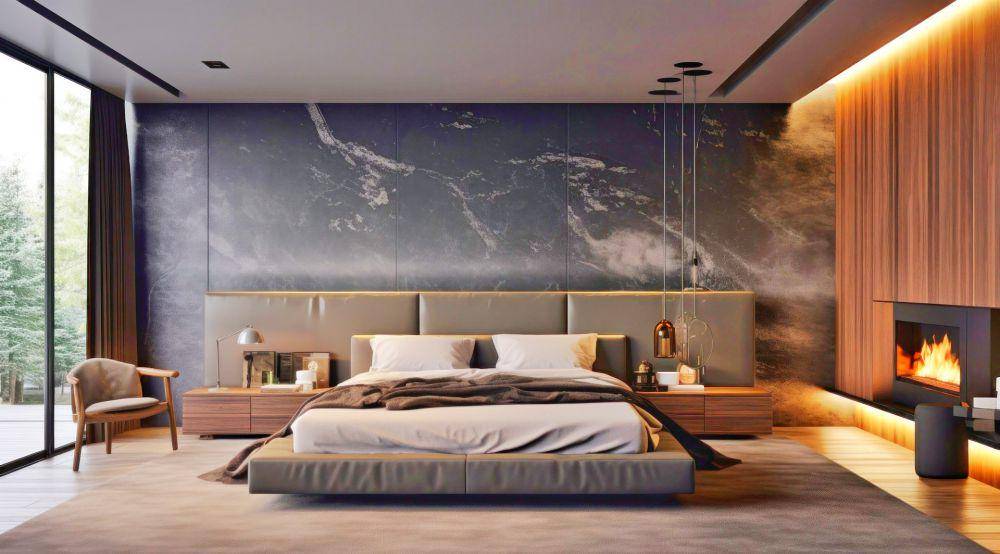 kamar tidur modern dekorasi dinding marmer (vecteezy.com/artcookstudio)