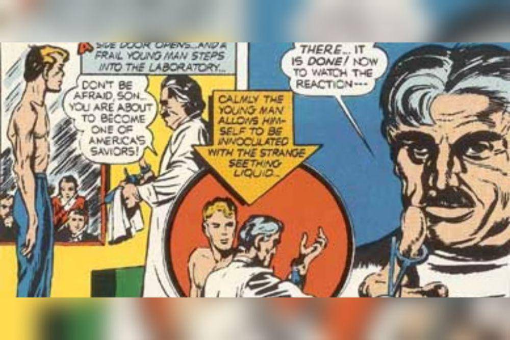 Steve Rogers saat disuntik Serum Super Soldier (dok. Timely Comics/Captain America Comics #1)