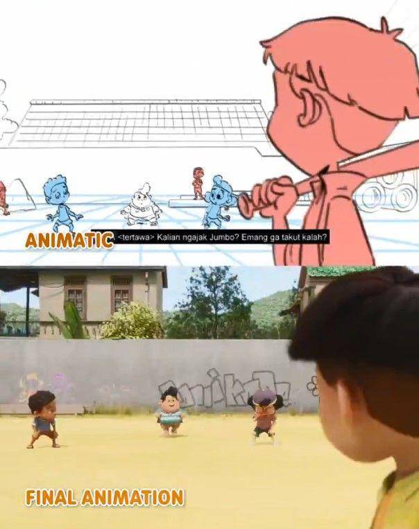 perbandingan film animasi Jumbo dan storyboard (x.com/adriandhy)