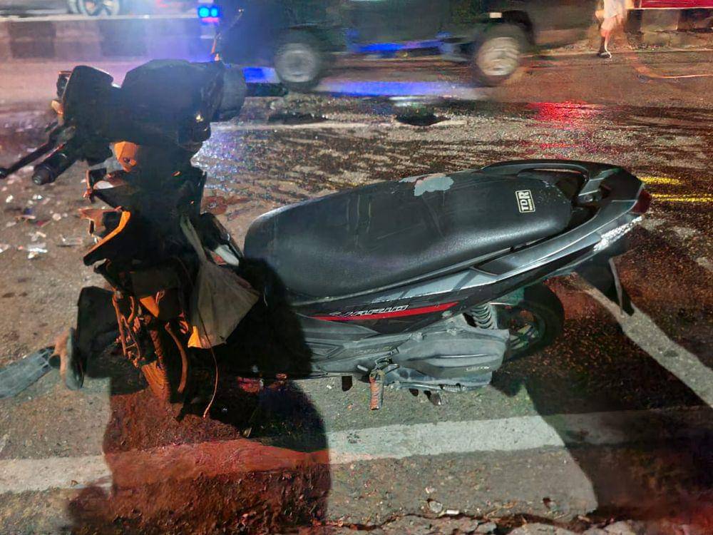Keadaan sepeda motor korban usai terjadi kecelakaan (Foto: Satlantas Polresta Padang)