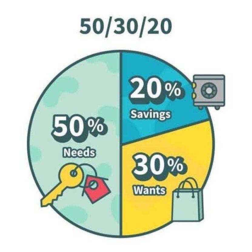 Ilustrasi pembagian anggaran 50/30/20 dalam bentuk pie chart (djkn.kemenkeu.go.id)