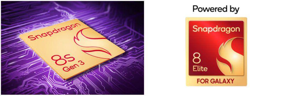 ilustrasi prosesor Qualcomm Snapdragon 8s Gen 3 (id.sharp) | ilustrasi prosesor Qualcomm Snapdragon 8 Elite for Galaxy (samsung.com)