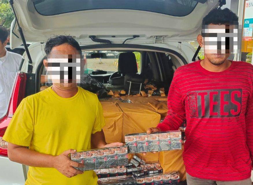Tim Gempur Barang Kena Cukai (BKC) Ilegal Bea Cukai Semarang menggagalkan dua kasus distribusi pengiriman rokok ilegal pada awal bulan Februari 2025 ini. (dok. Bea Cukai Semarang)