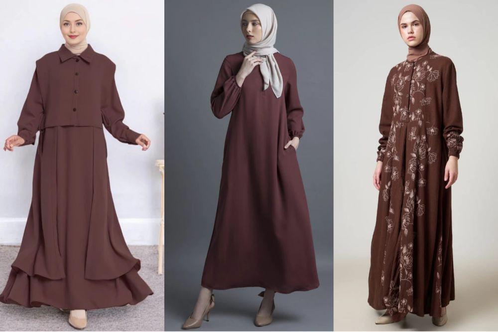 10 Tren Baju Lebaran Warna Cokelat Mahogany