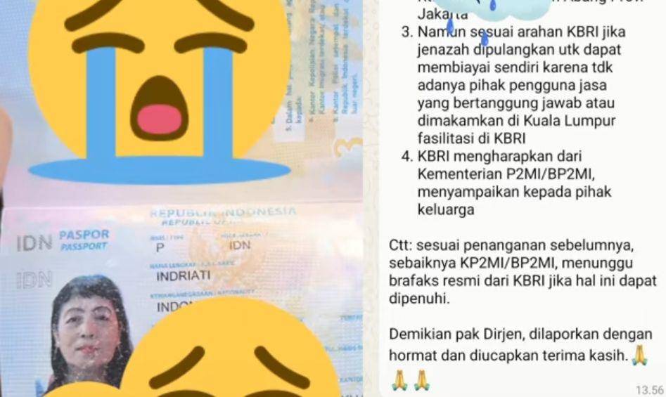Viral video seorang TKW asal Lahat meninggal dunia di Malaysia. (Tiktok @missyunitkwhongkong2024)