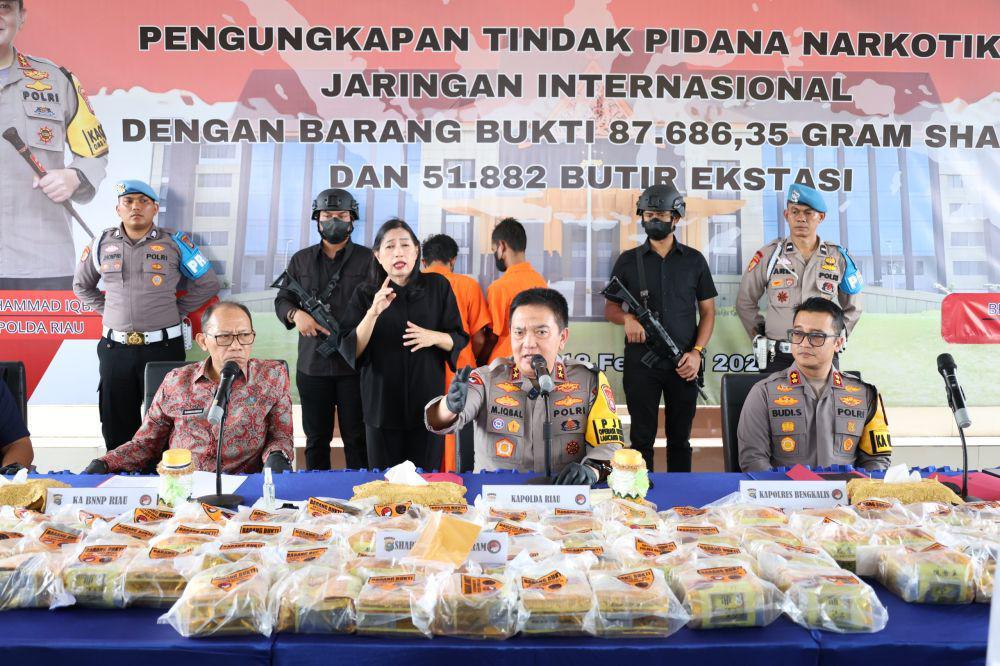 87 Kg Sabu-51 Ribu Ekstasi dari Malaysia Coba Diedarkan di Riau
