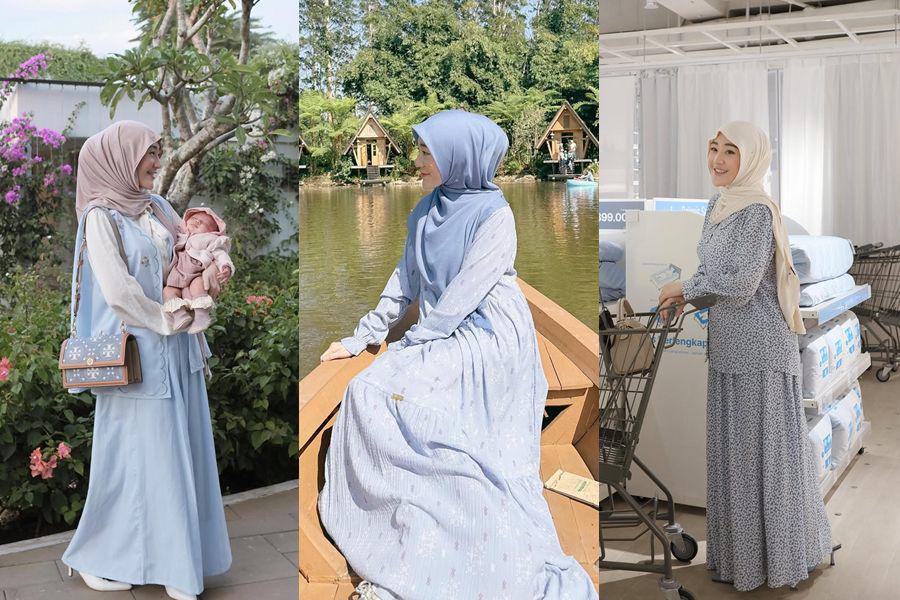 12 Inspirasi Outfit Nuansa Biru ala Larissa Chou, Super Eye Catching!
