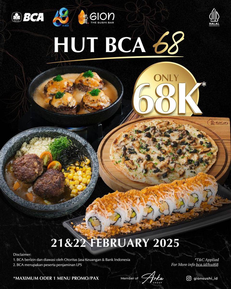 Promo Gion Sushi dalam ranka HUT BCA (instagram.com/gionsushi_id)