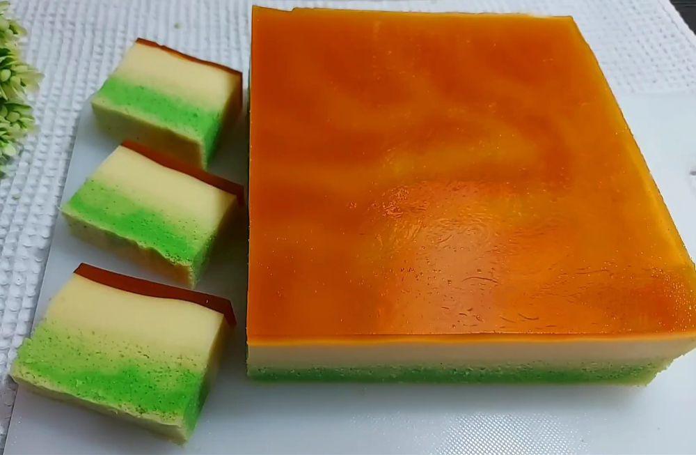 Resep Cake Lapis Puding Susu Karamel, Manisnya Bikin Nagih!