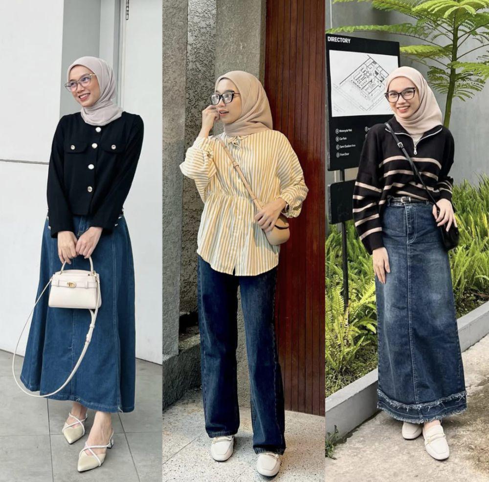 7 Ide OOTD Rok dan Celana Jeans ala Veriska Noverandy, Charming Style!
