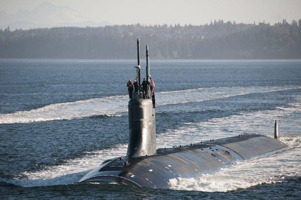 potret kapal selam ketiga dari Seawolf class, USS Jimmy Carter (SSN-23) yang sedang berlayar kembali ke pangkalan AL AS Kitsap-Bangor (commons.wikimedia.org/Lt.Cmdr. Michael Smith)