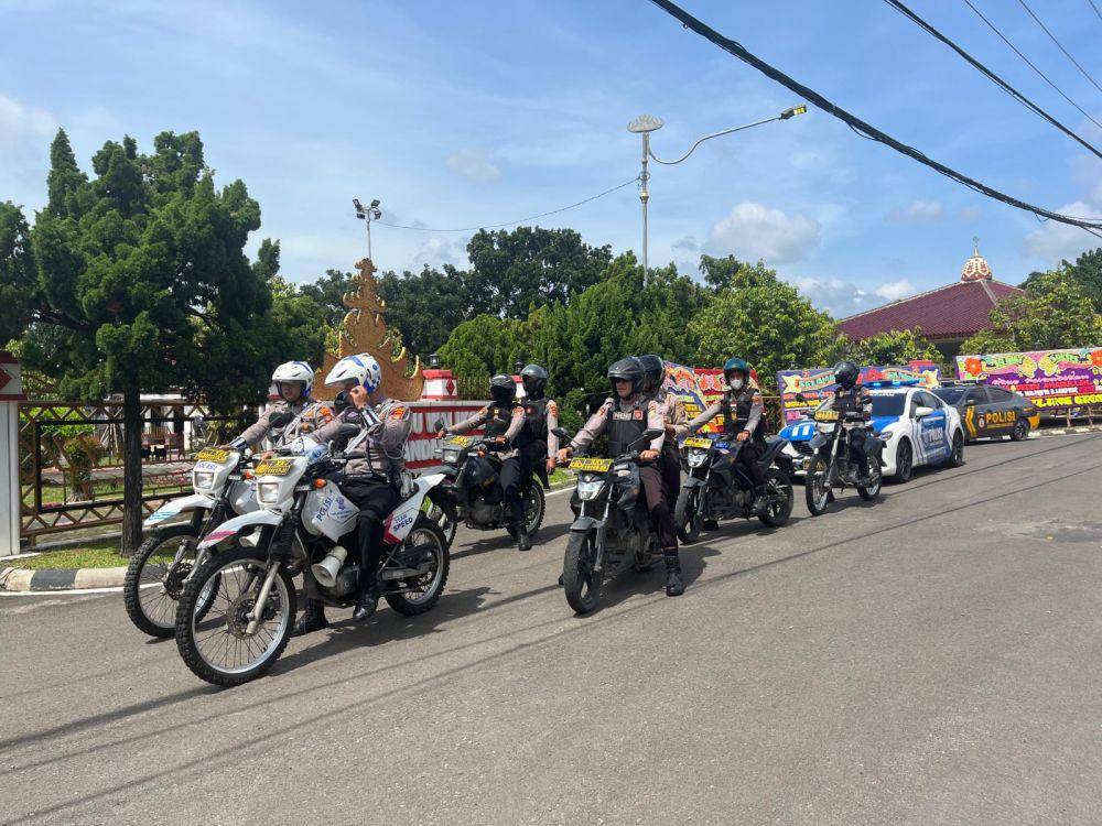 Polresta Bandar Lampung gelar patroli skala besar di hari pelantikan kepala daerah serentak hasil Pilkada 2024. (Dok. Polresta Bandar Lampung).