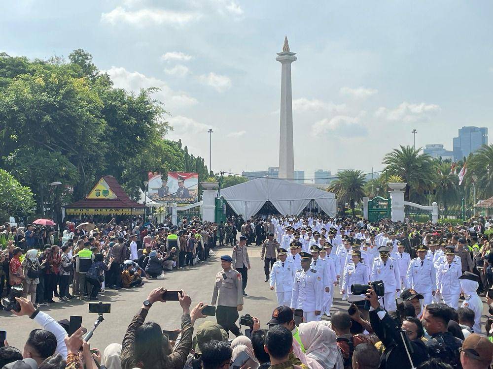 Suasana lapangan Monas jelang pelantikan kepala daerah, Kamis (20/2/2025). (Humas Pemkot Bogor).