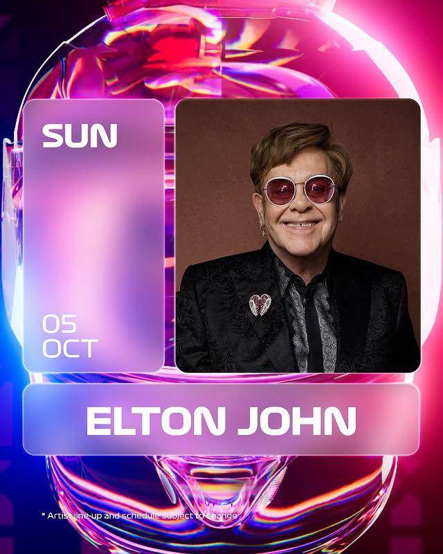 Elton John akan tampil di Singapore Grand Prix F1 2025 (Instagram.com/f1nightrace)