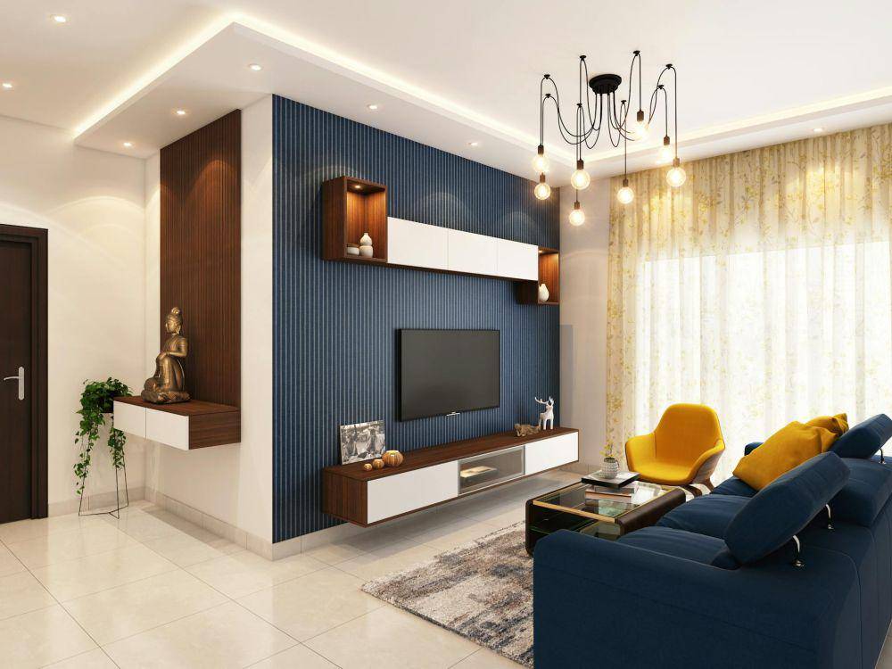 ilustrasi ruangan dengan backdrop TV (pexels.com/Houzlook .com)