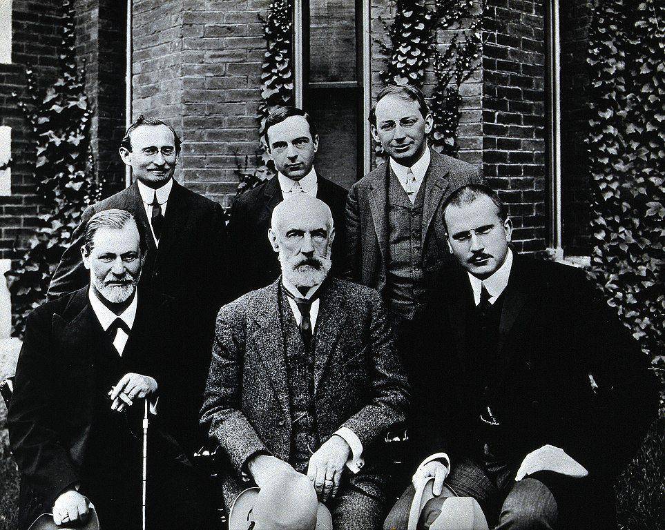 Potret Sigmund Freud, Stanley Hall, Carl Gustav Jung, dan Abraham Arden. (commons.wikimedia.org/Wellcome Collection)