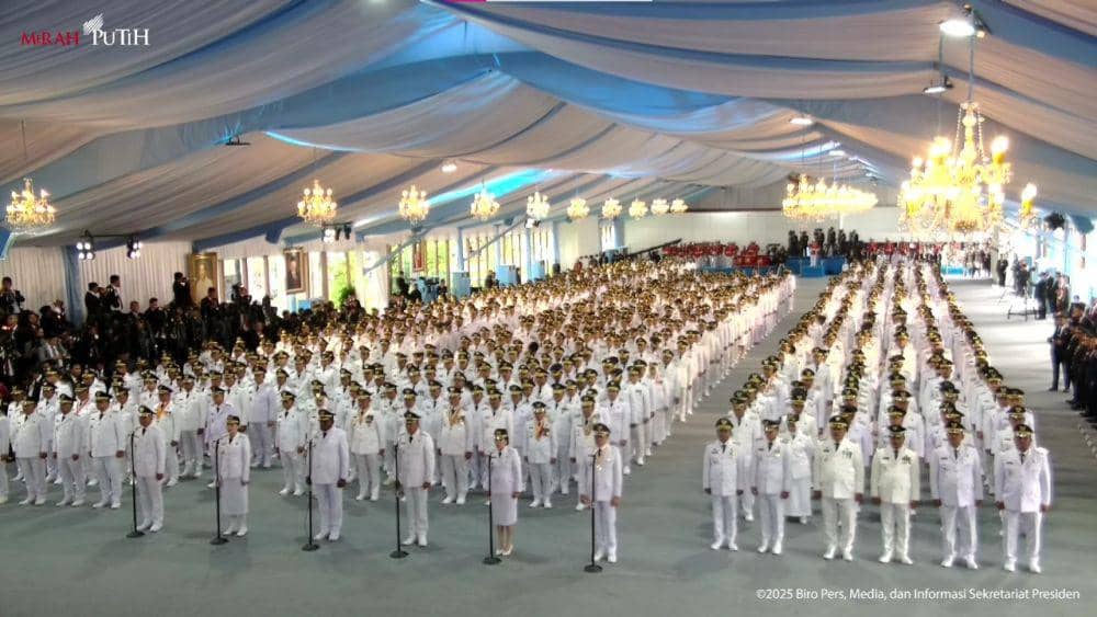 Pelantikan Kepala Daerah oleh Presiden Prabowo Subianto di Istana Negara pada Kamis (20/2/2025). (youtube.com/Sekretariat Presiden)
