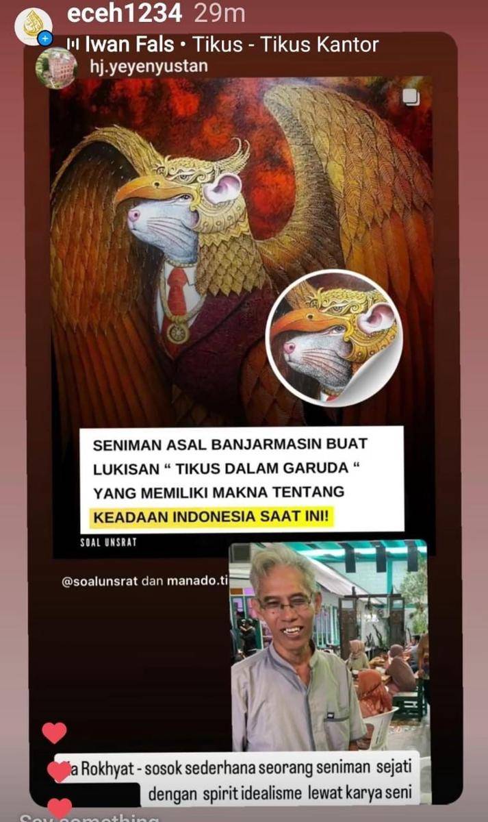 postingan di tiktok yang memiralkan karya seni milik Rockyat asal Banjarmasin.
