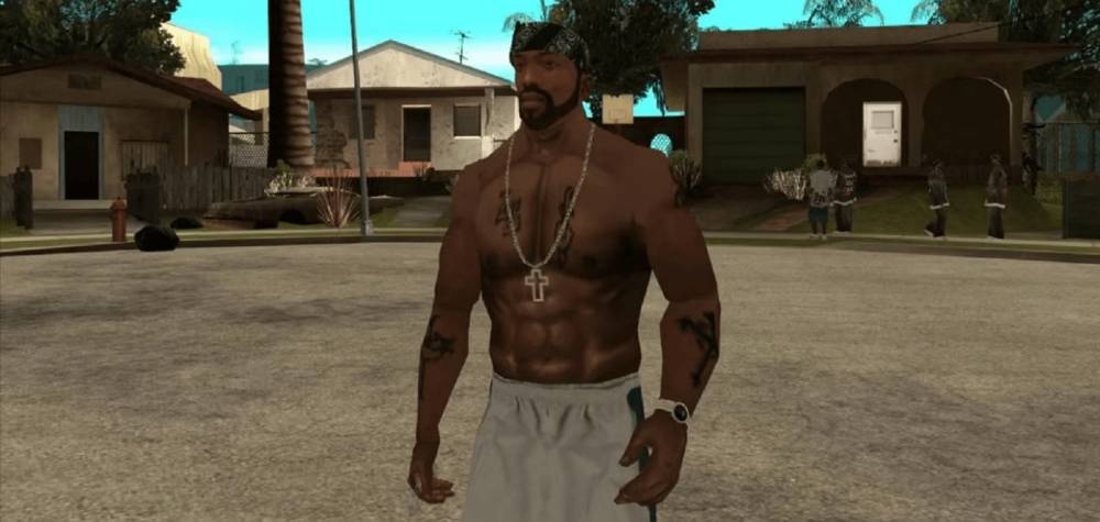 penampilan CJ yang berotot (dok. Rockstar Games/GTA: San Andreas)