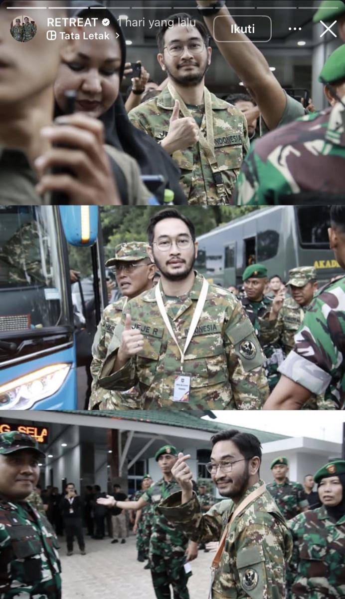 potret Jeje Govinda ikut retreat di Akmil Magelang (Instagram.com/ricthieismail)