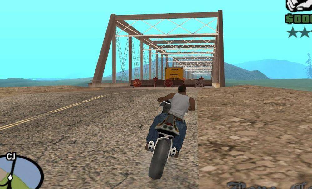 penampilan jembatan yang ditutup dalam GTA: San Andreas (dok. Rockstar Games/GTA: San Andreas)