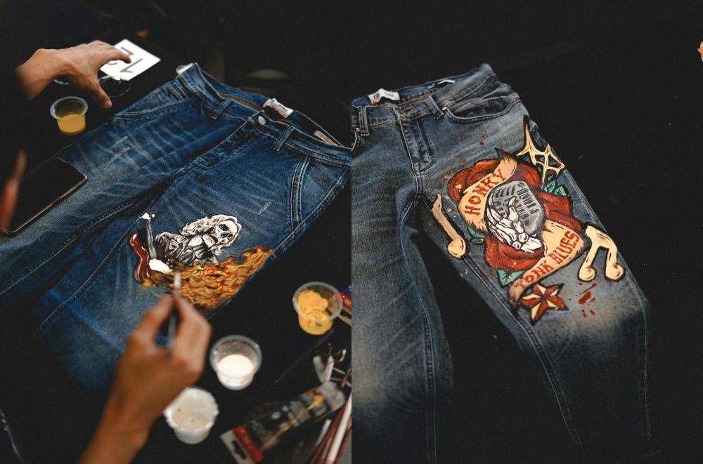 ilustrasi celana jeans yang dilukis (pexels.com/Labskiii)