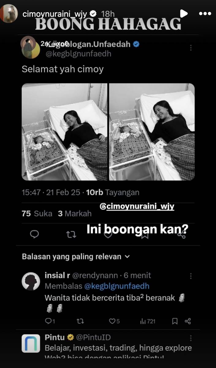klarifikasi Cimoy Montok (instagram.com/cimoynuraini_wjy)