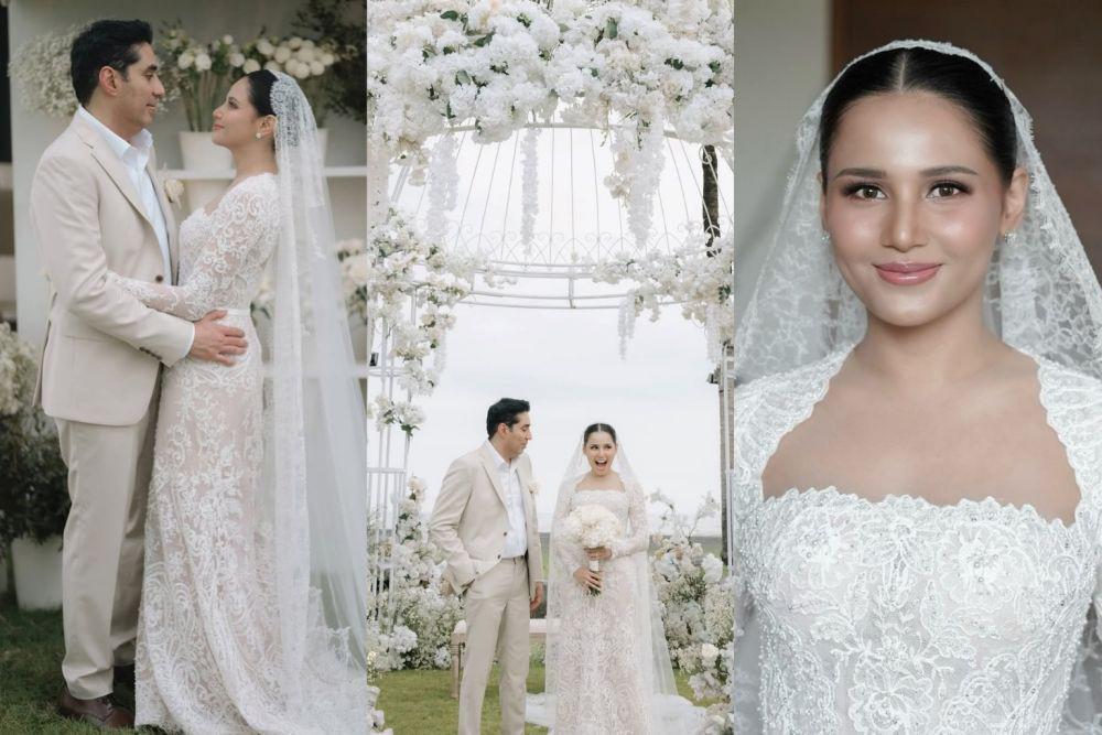 10 Ide Gaun, Makeup, dan Dekor Resepsi Yunita Siregar, All White!