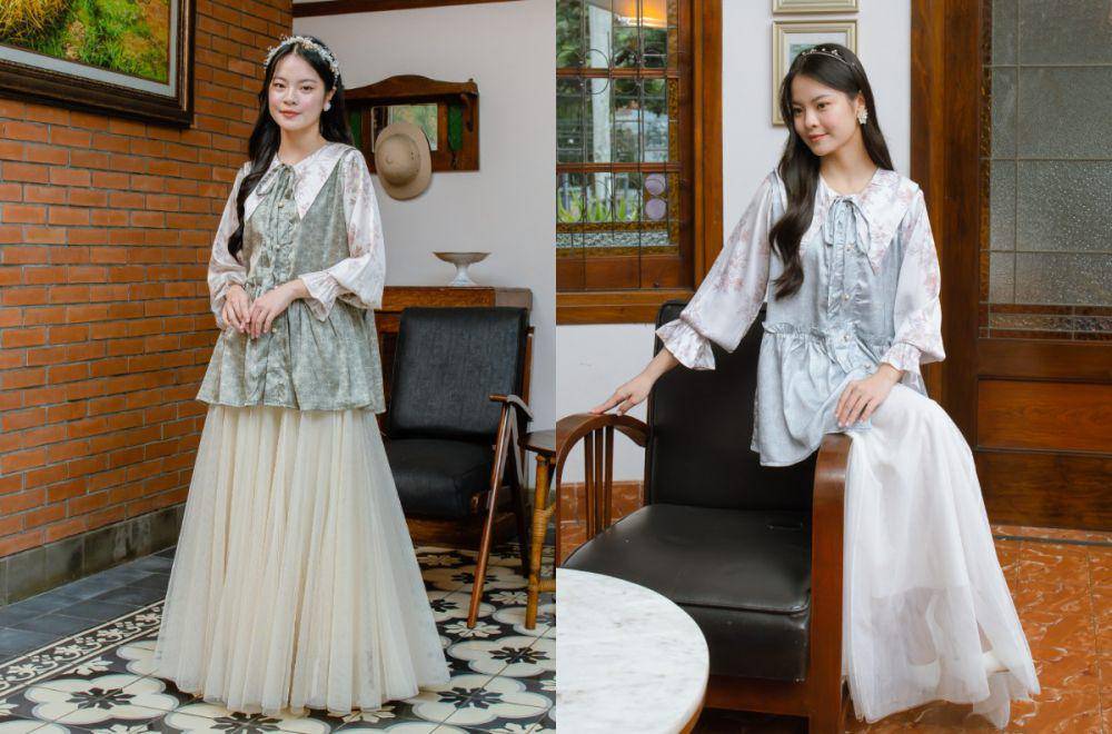 Model baju lebaran remaja - motif floral bergaya Korea (abinayabutik.com)