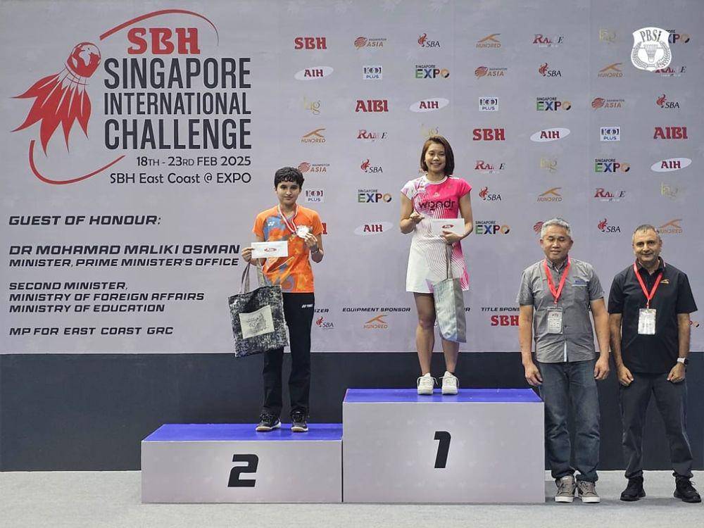 Podium tunggal putri di Singapore International Challenge 2025 (dok.PP PBSI)