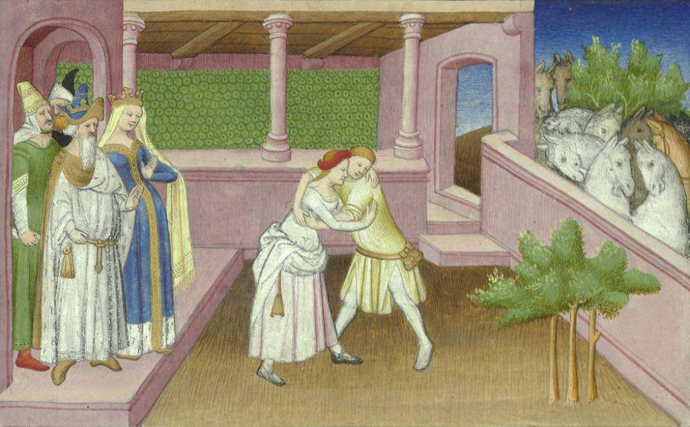 ilustrasi pertarungan Khutulun dengan pria (commons.wikimedia.org/Maître de la Mazarine)
