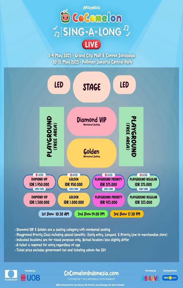Harga tiket dan seatplan CoComelon Sing A-long Live (Color Asia Live)
