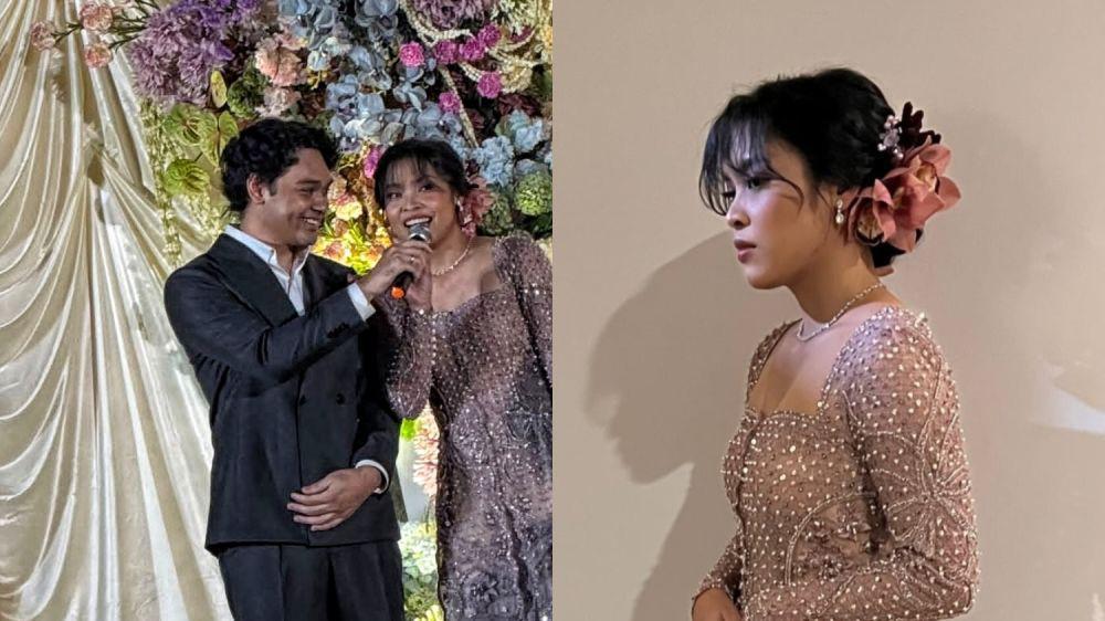 7 Gaya Resepsi Gregoria Mariska Istri Mikha Angelo, Gaunnya Ungu!
