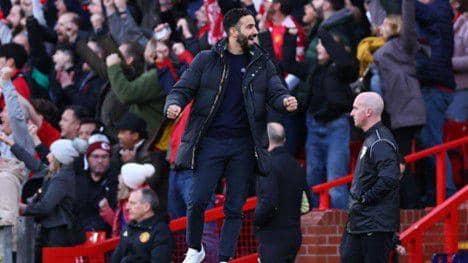 Potret Ruben Amorim saat Manchester United mencetak gol (bbc.com)