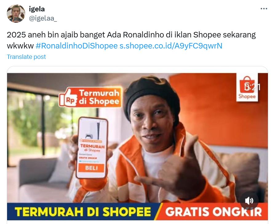 Wow! Ada Ronaldinho di Iklan Shopee, Sudah Tahu?
