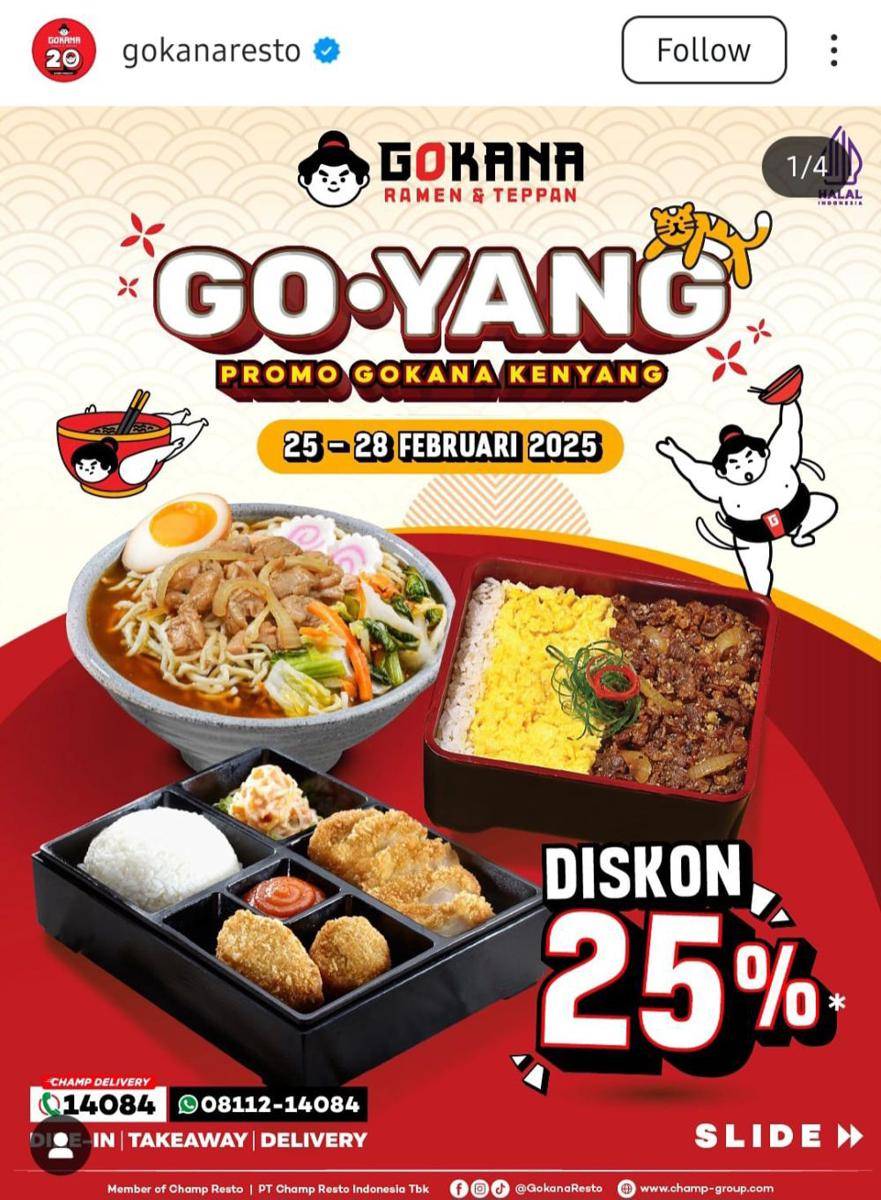 Promo Pay Day Gokana Resto Februari 2025 (instagram.com/gokanaresto)