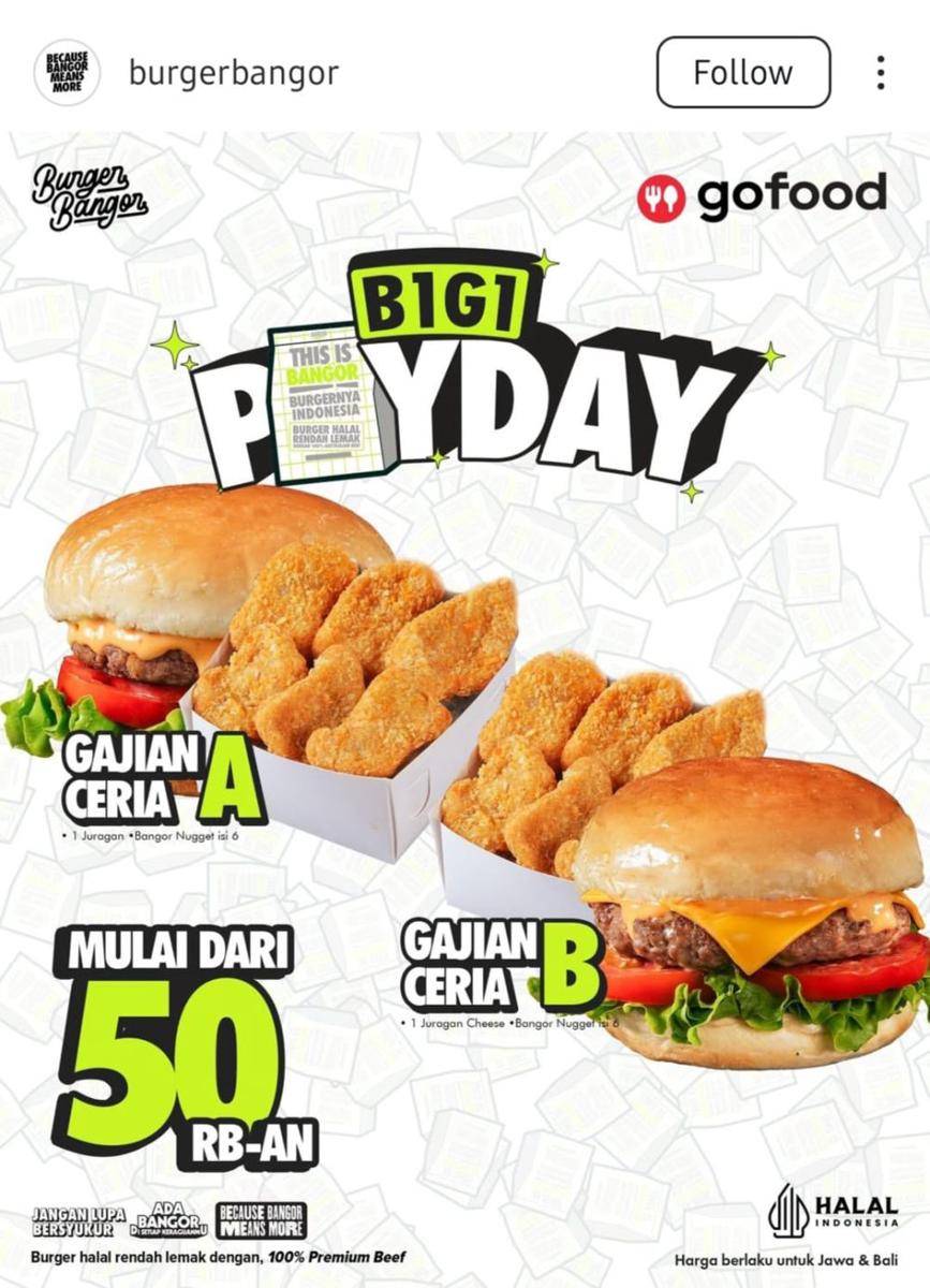 Promo Pay Day Burger Bangor Februari 2025 (instagram.com/burgerbangor)
