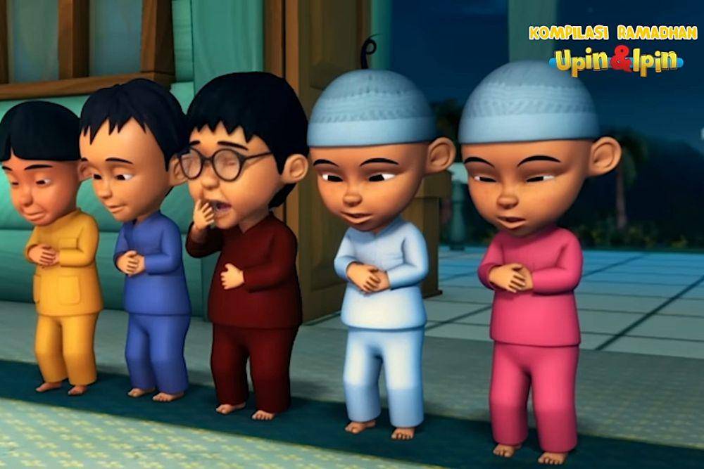 Upin, Ipin, dan kawan-kawan salat tarawih (youtube.com/Les' Copaque Production)