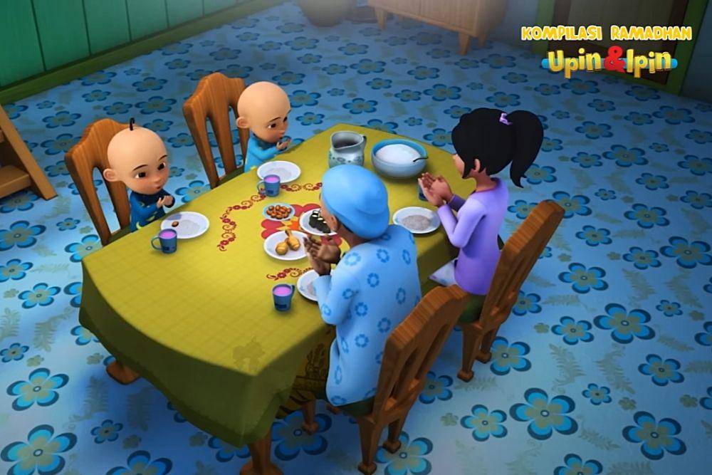 Upin dan Ipin sahur bersama Opah dan kak Ros (youtube.com/Les' Copaque Production)