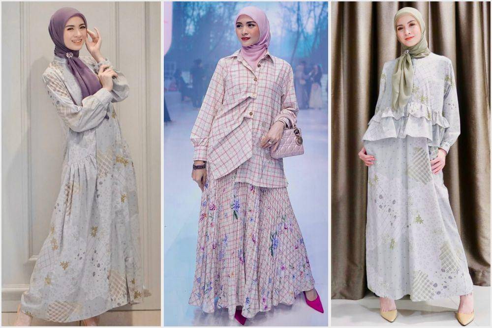 potret inspirasi busana muslim motif ala Donita