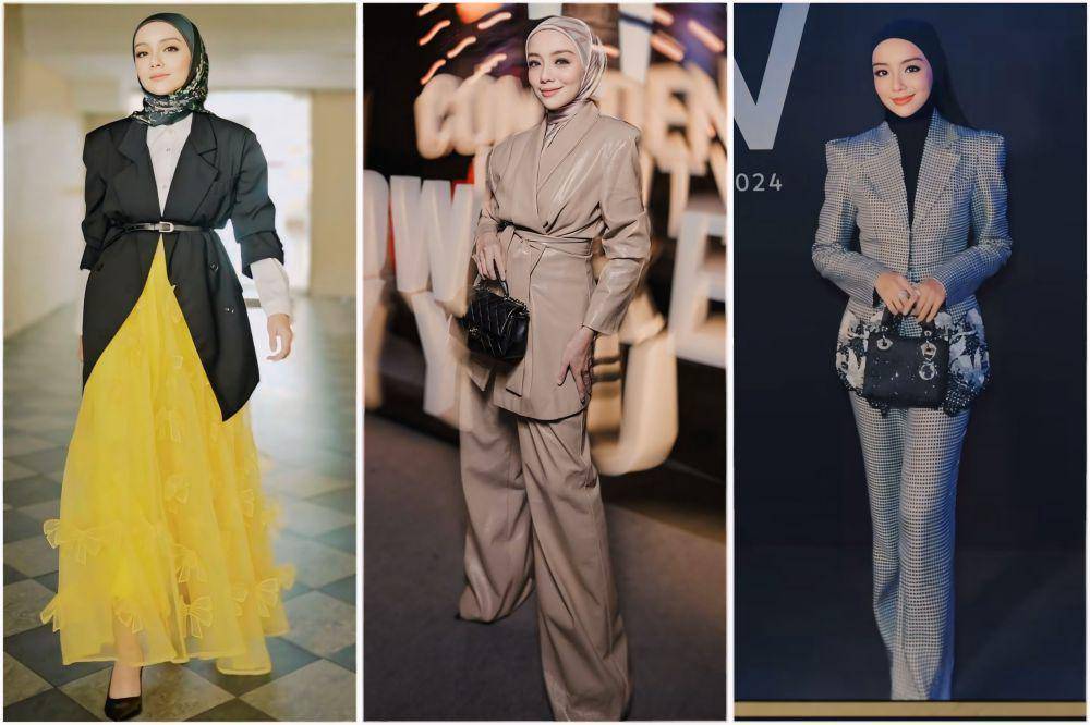 potret ide OOTD hijab pakai blazer ala Mira Filzah