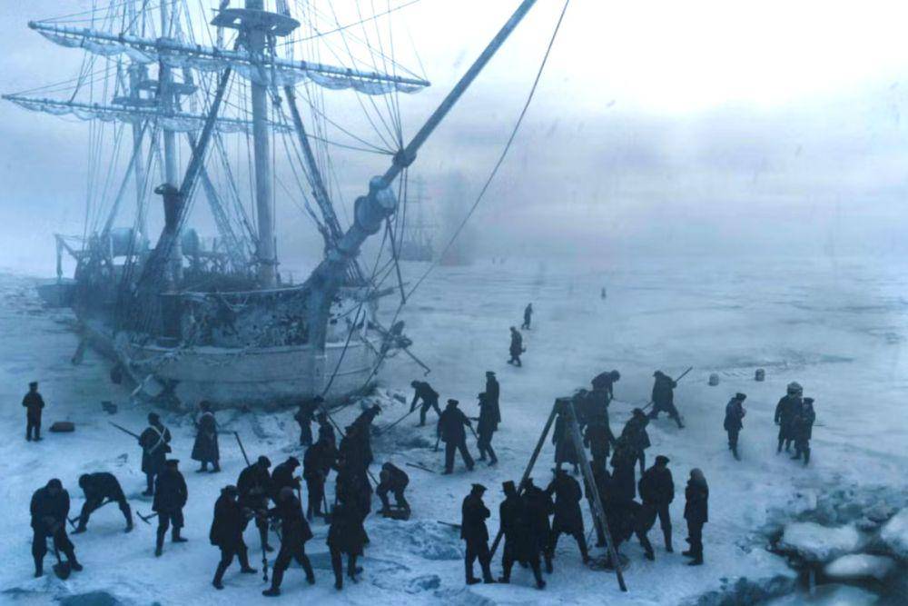cuplikan para awak kapal yang terjebak di Arktik (dok. AMC Studios/The Terror Season 1)