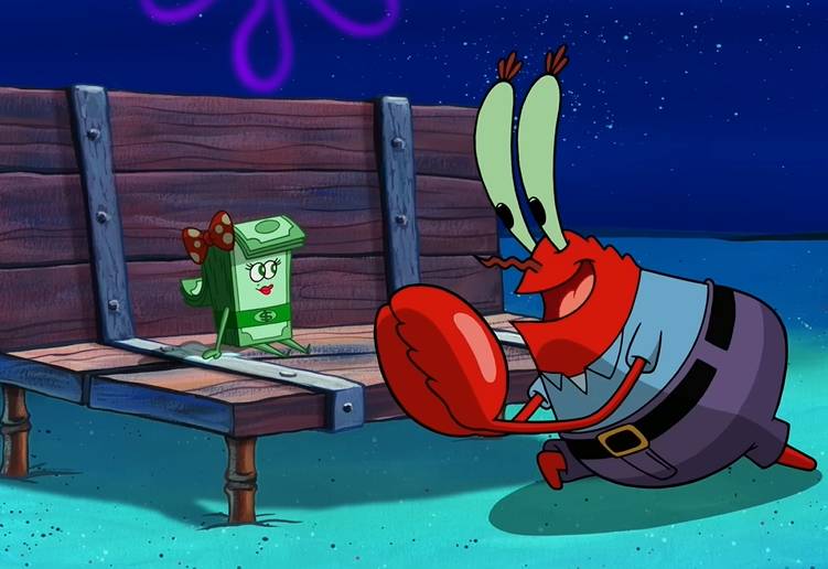cuplikan Krabs terlalu cinta pada uang (dok. Nickelodeon Animation Studio/Spongebob Squarepants)