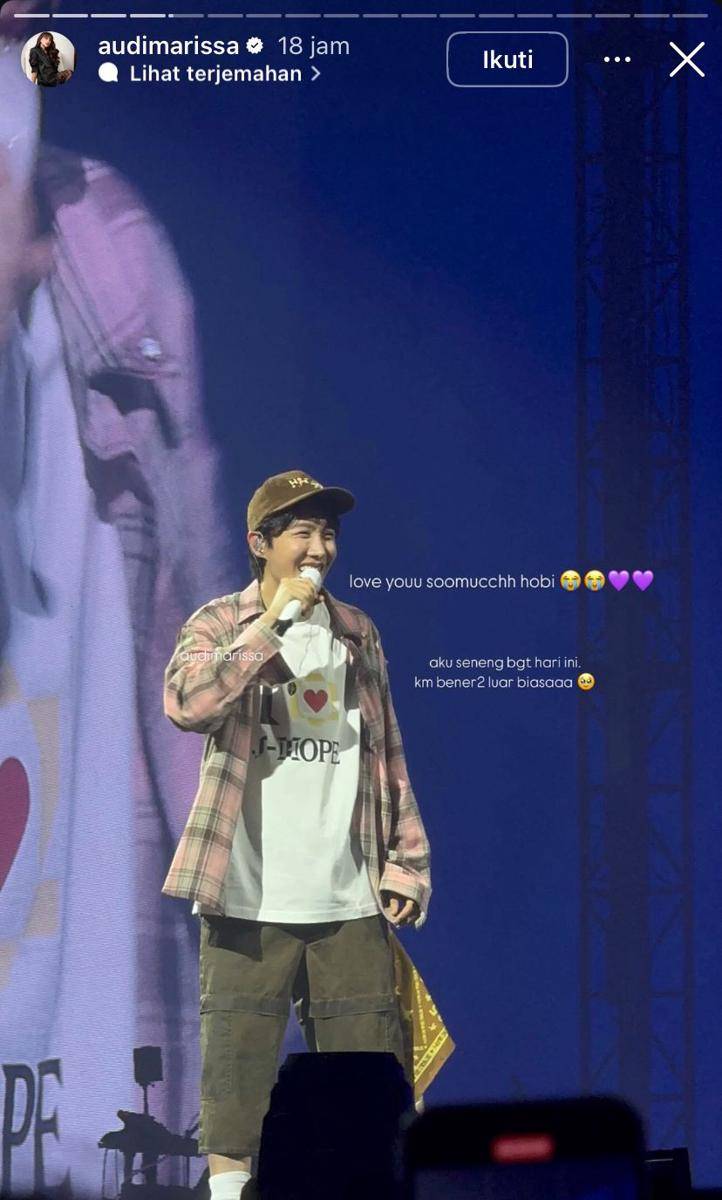 potret Vicky Shu nonton konser J-Hope BTS di Korea (Instagram.com/audimarissa)