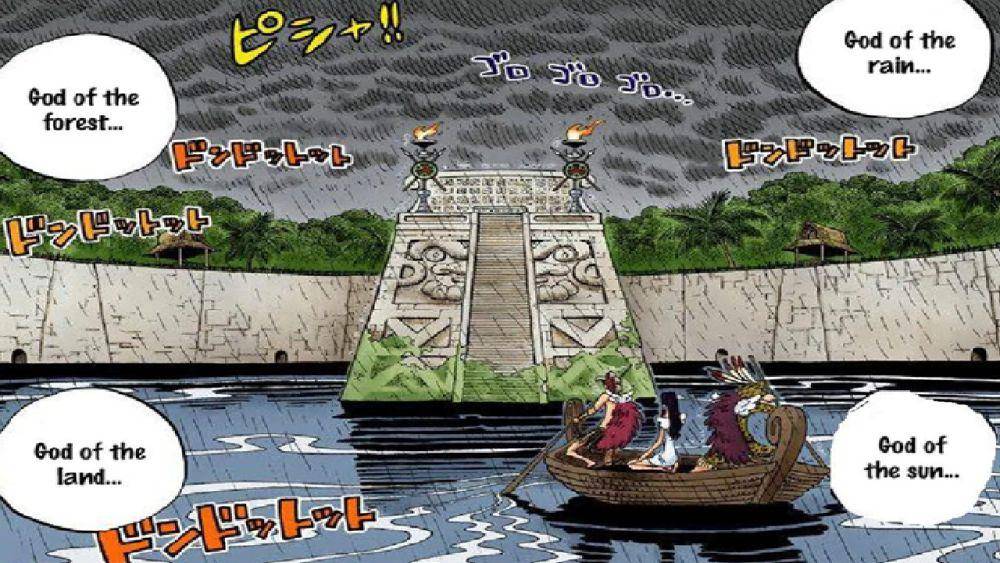 altar empat dewa di Skypeia (dok. Viz Media/One Piece)